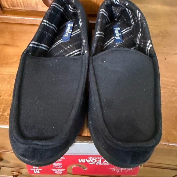 New Black Suede memory foam moccasin slippers men’s - Picture 6 of 8